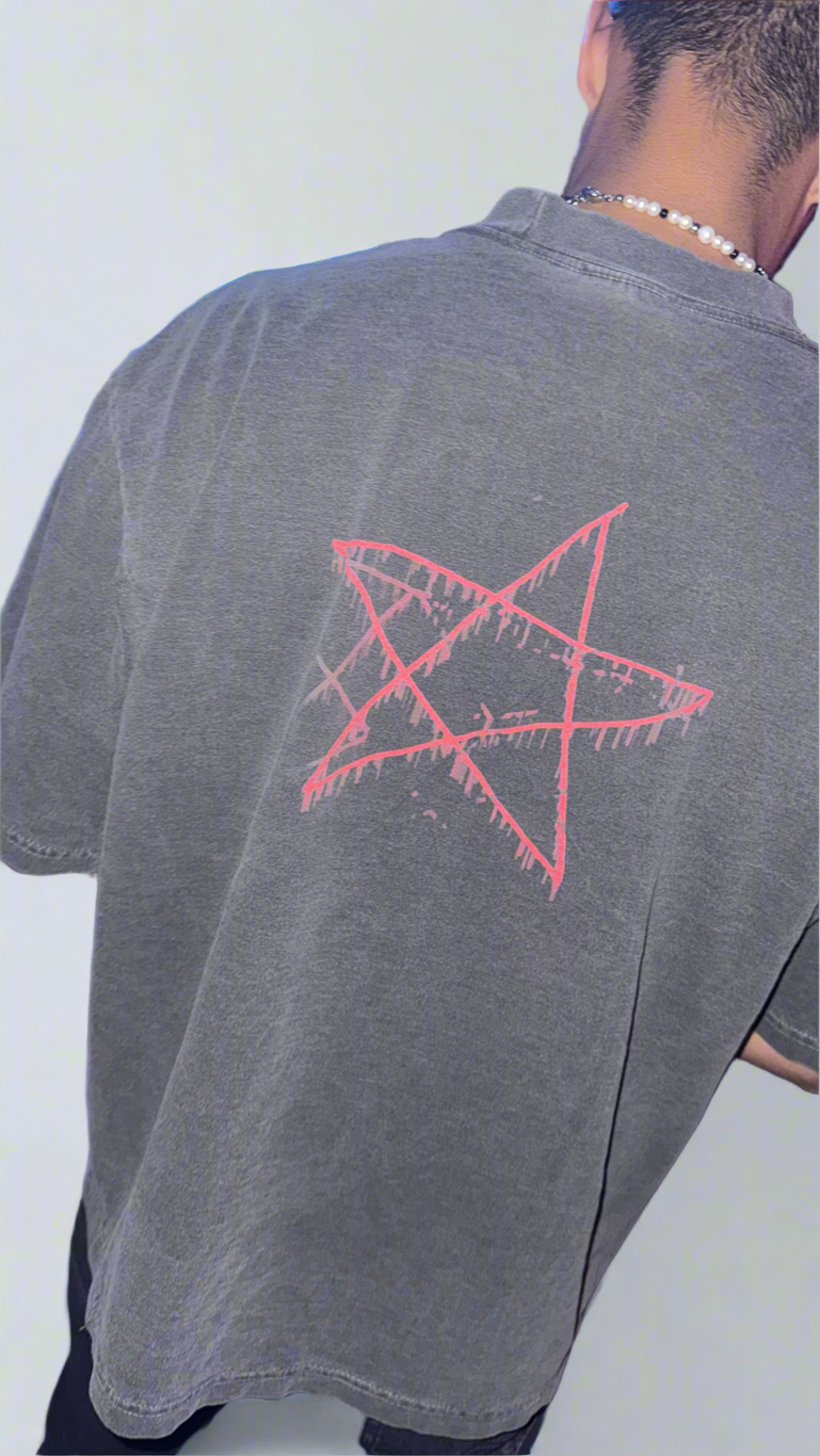 DIVINE FRONT AND BACK Men's Oversized Drop-Shoulder Crewneck T-Shirt