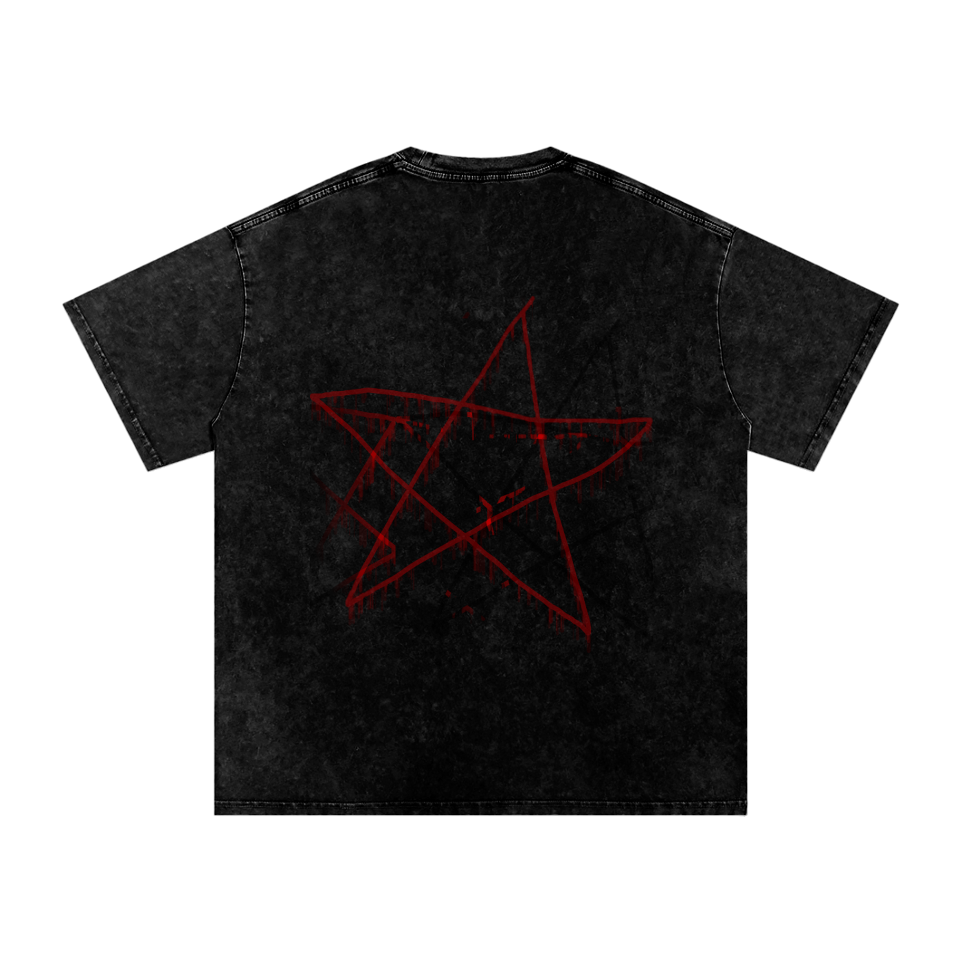 FOR STARS ONLY V2 FRONT AND BACK Snow Washed Oversized Cotton T-Shirt