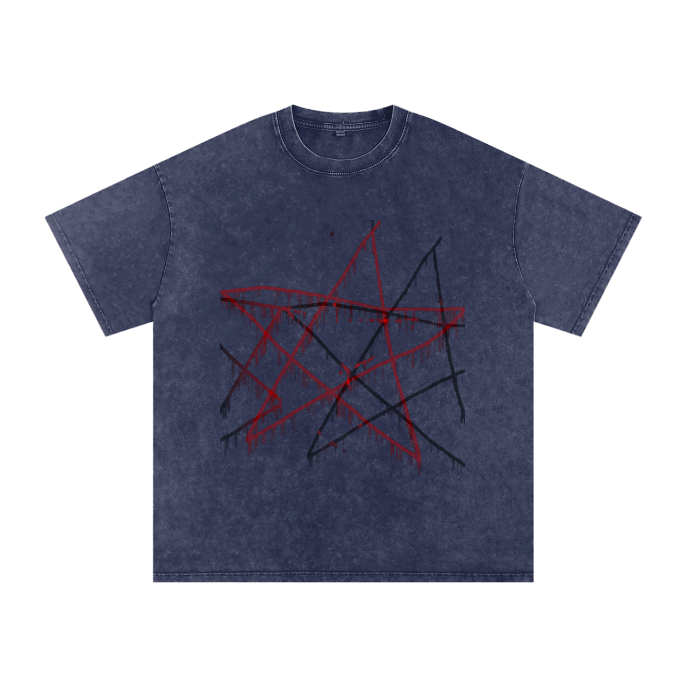 FOR STARS ONLY FRONT AND BACK Snow Washed Oversized Cotton T-Shirt