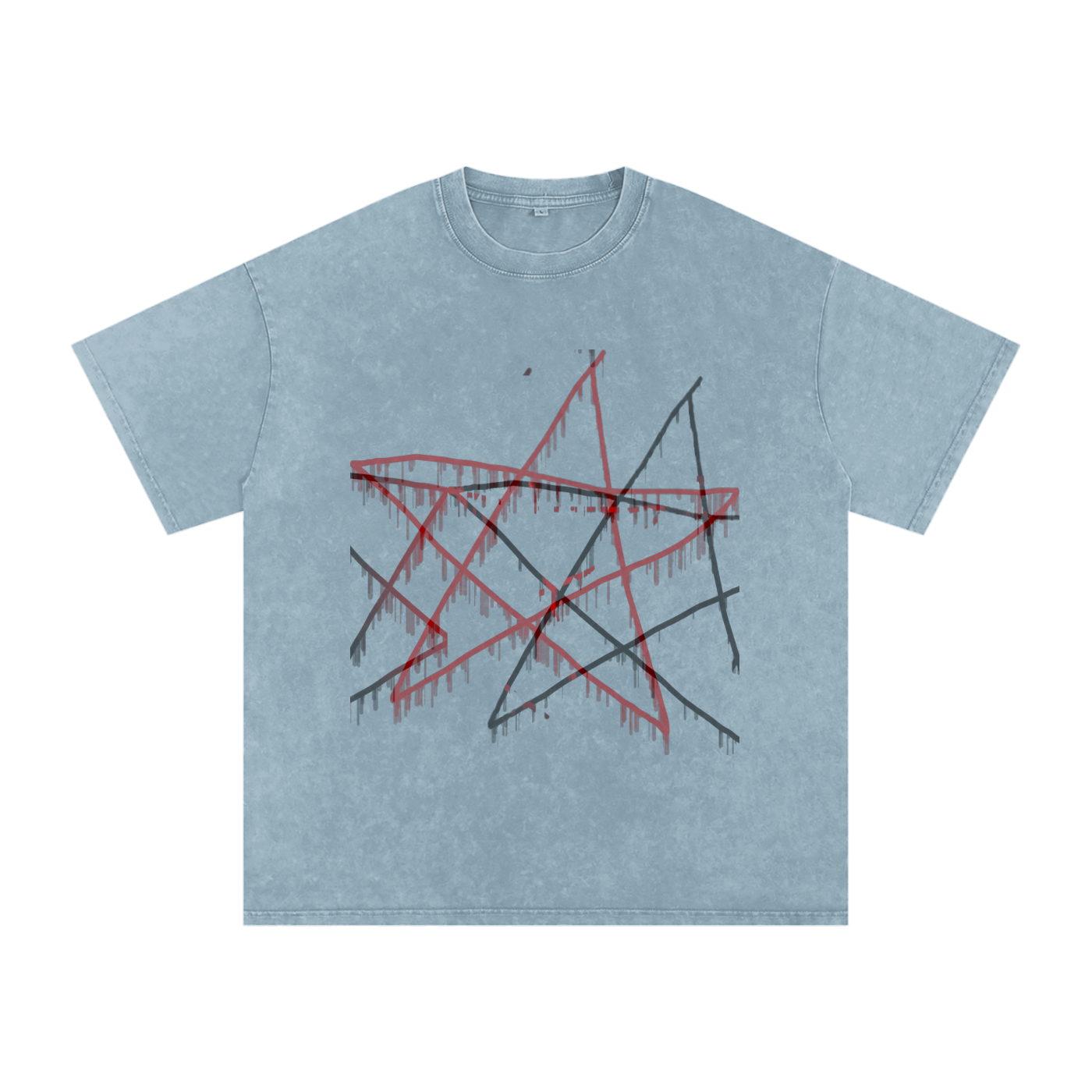 FOR STARS ONLY FRONT AND BACK Snow Washed Oversized Cotton T-Shirt