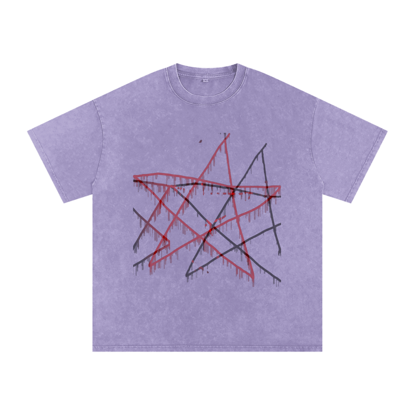 FOR STARS ONLY FRONT AND BACK Snow Washed Oversized Cotton T-Shirt