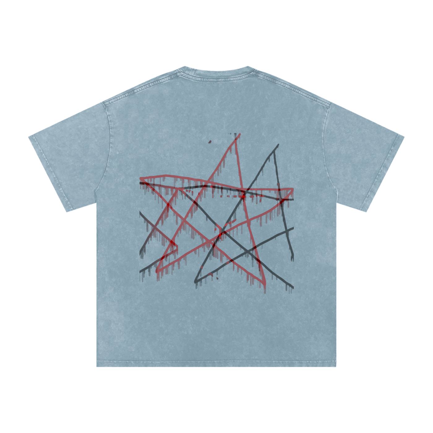 FOR STARS ONLY V2 FRONT AND BACK Snow Washed Oversized Cotton T-Shirt