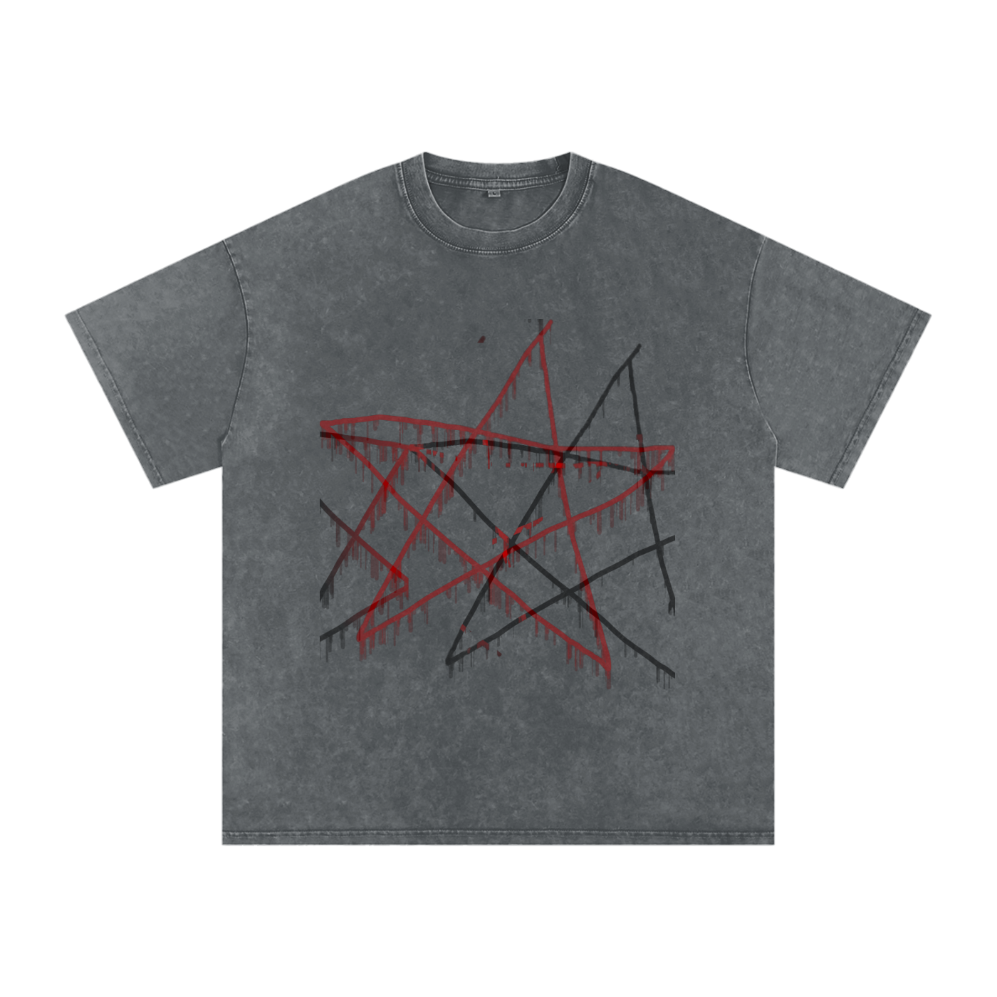 FOR STARS ONLY FRONT AND BACK Snow Washed Oversized Cotton T-Shirt