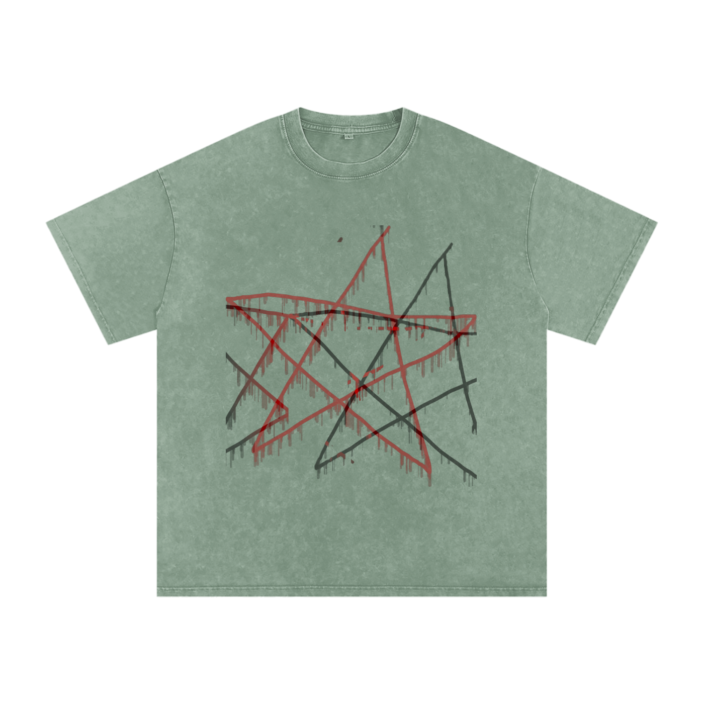 FOR STARS ONLY FRONT AND BACK Snow Washed Oversized Cotton T-Shirt