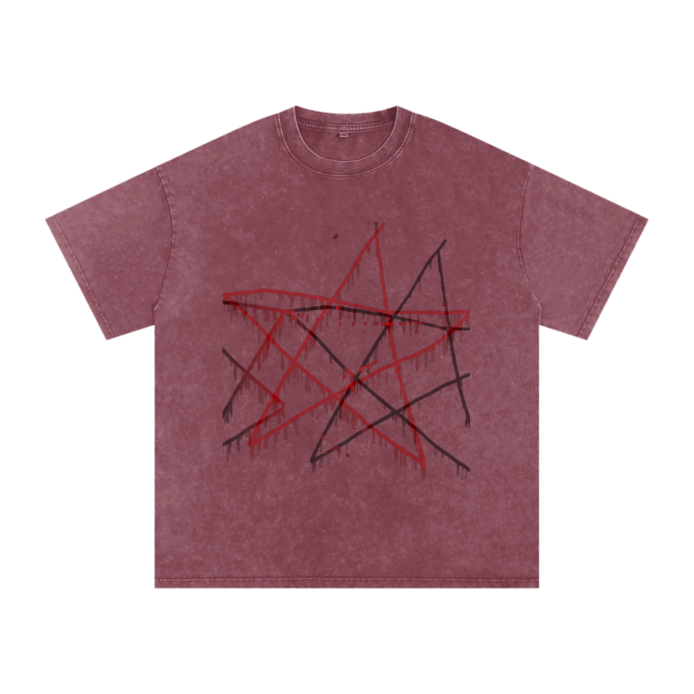 FOR STARS ONLY FRONT AND BACK Snow Washed Oversized Cotton T-Shirt