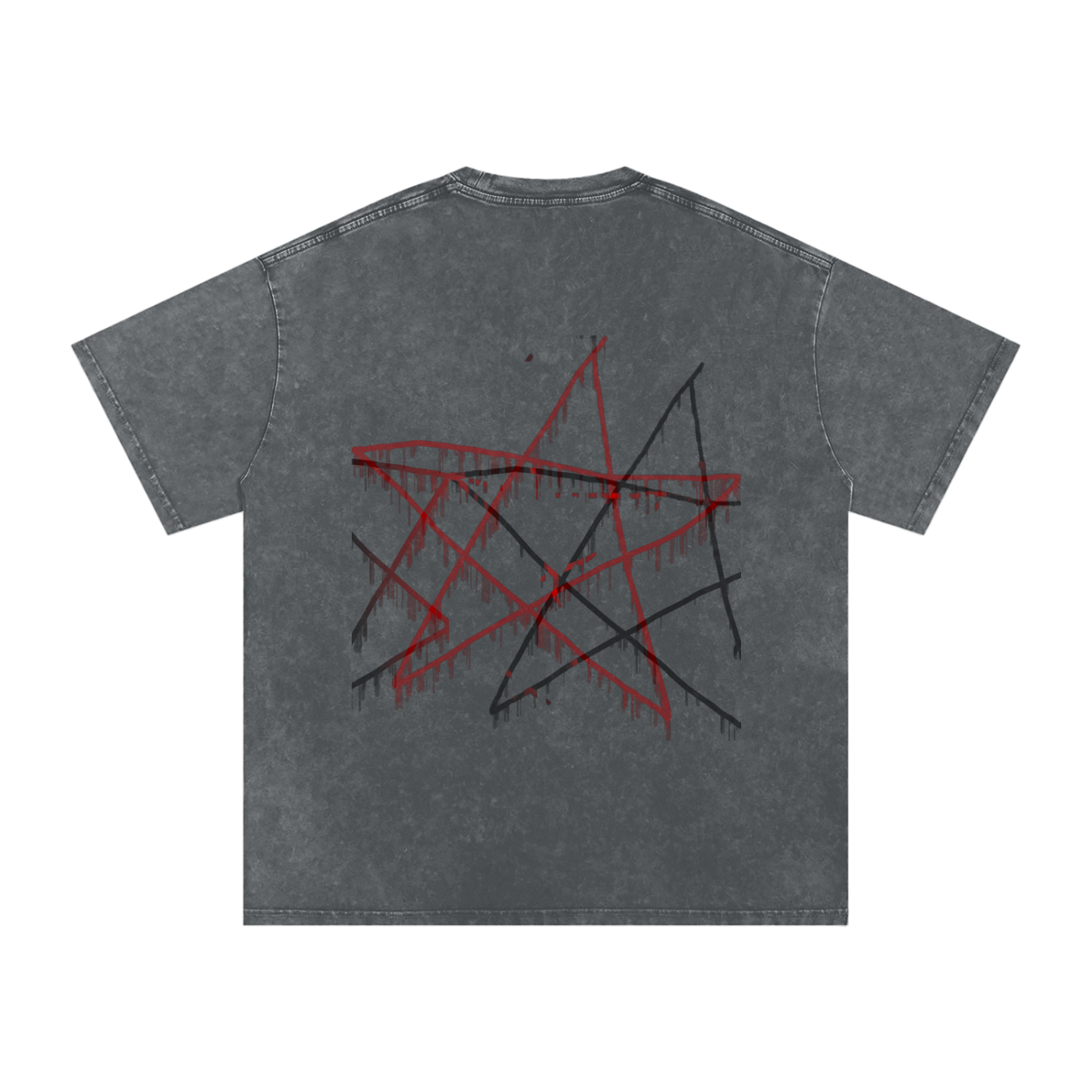 FOR STARS ONLY V2 FRONT AND BACK Snow Washed Oversized Cotton T-Shirt