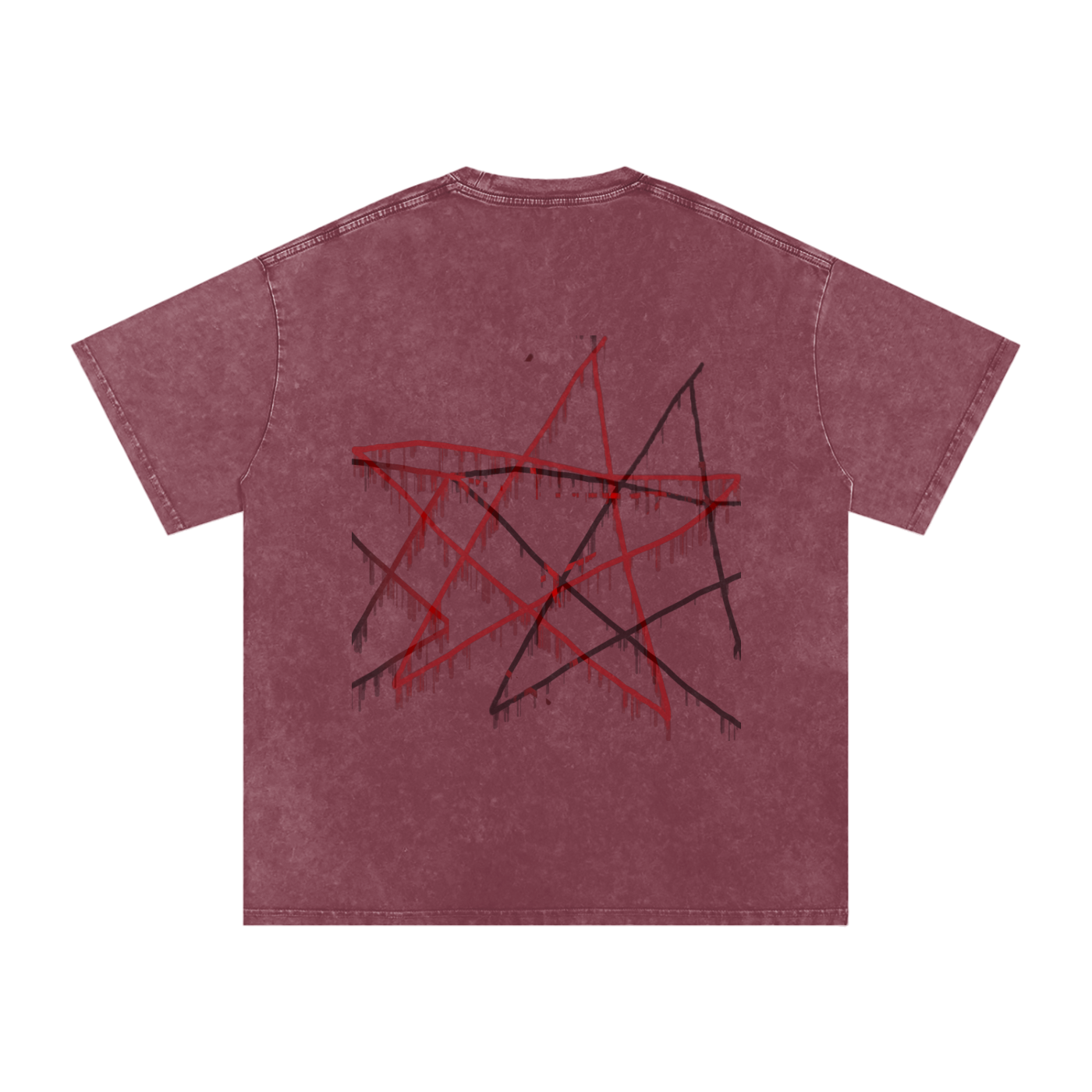FOR STARS ONLY V2 FRONT AND BACK Snow Washed Oversized Cotton T-Shirt